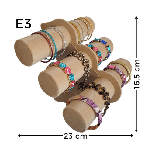 Expositor de pulseira triplo de veludo